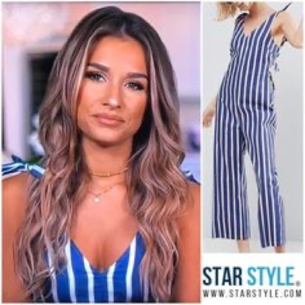 Jessie James Decker ASOS striped jumpsuit